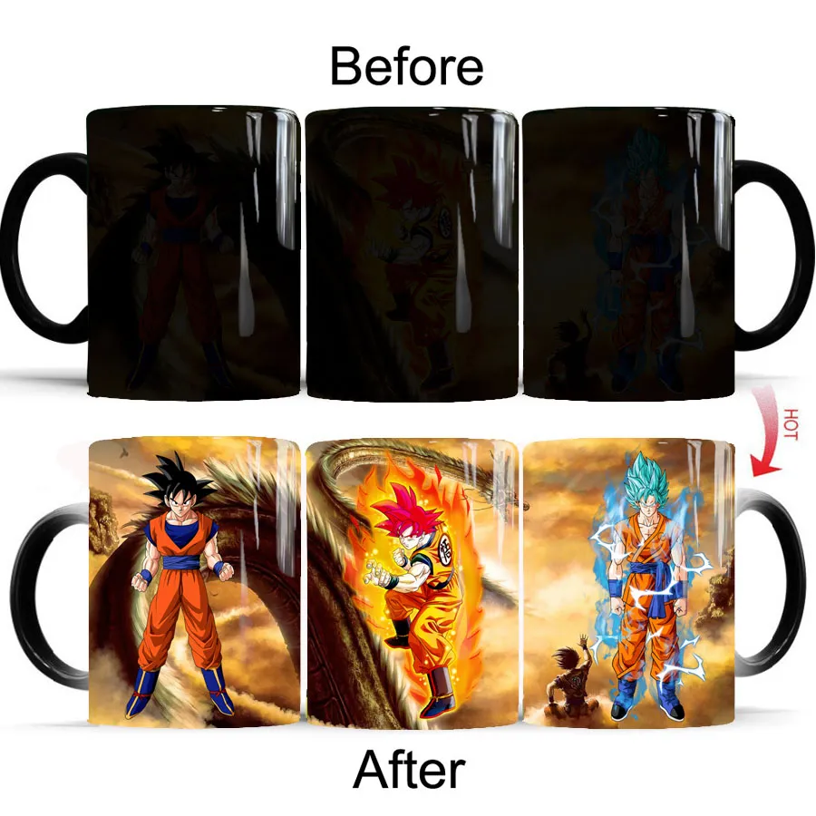 Envío De La Gota Dragon Ball Z Super Saiyan Negro Rojo Azul Pelo Goku Vegata Cambio Color Tazas Café Taza De Té 21 € | DHgate
