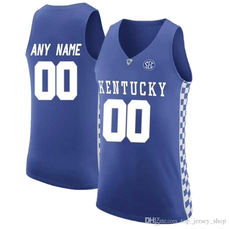 Men Women Younth Men Aangepast Kentucky Wildcats College Jersey Custom maakte een naamnummer Ed Blue White Ed Basketball Jerseys