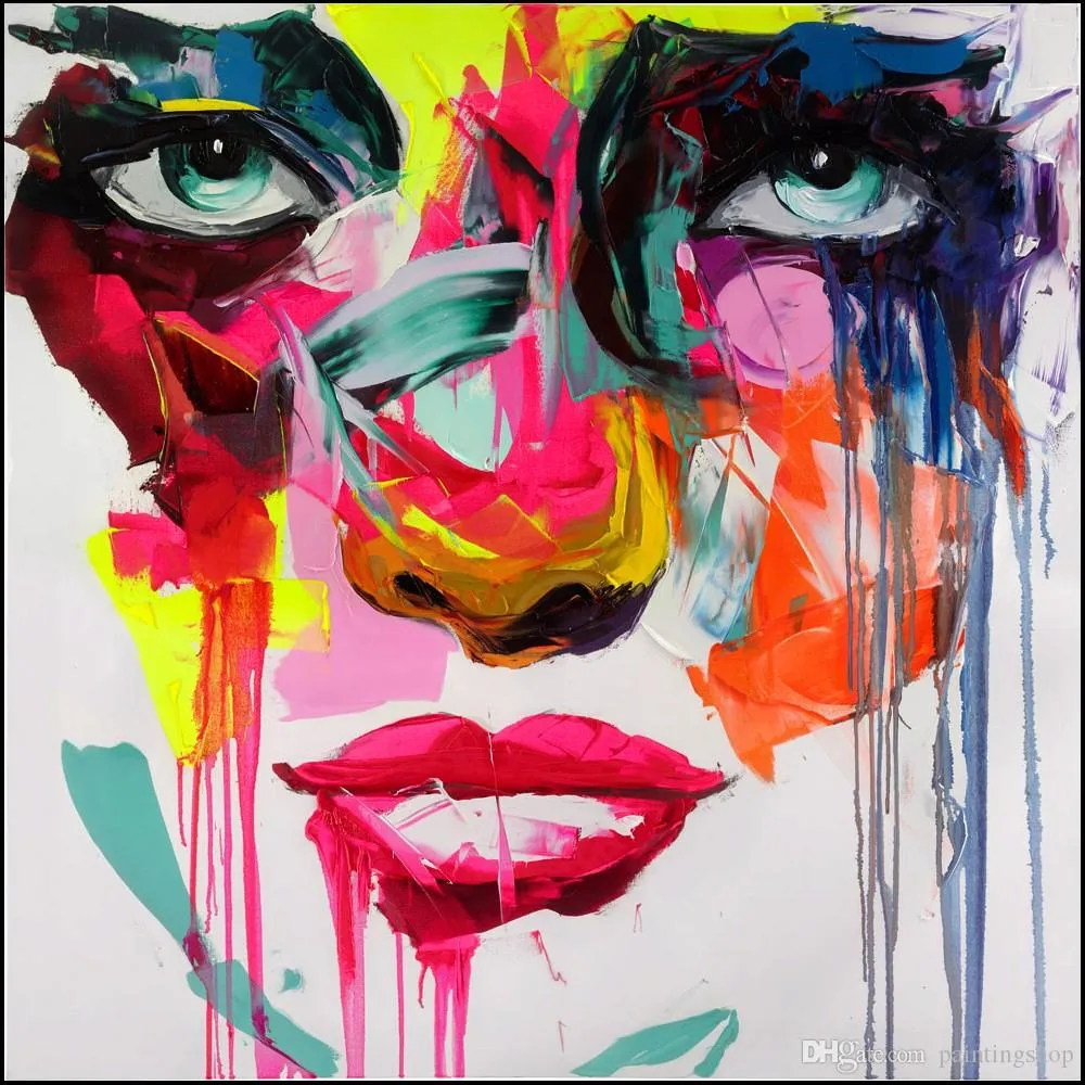 Francoise Nielly Palette Knife Impression Home Artworks Modern Portrait Handmade Oil Painting on Canvas Concave Convex Texture Face120