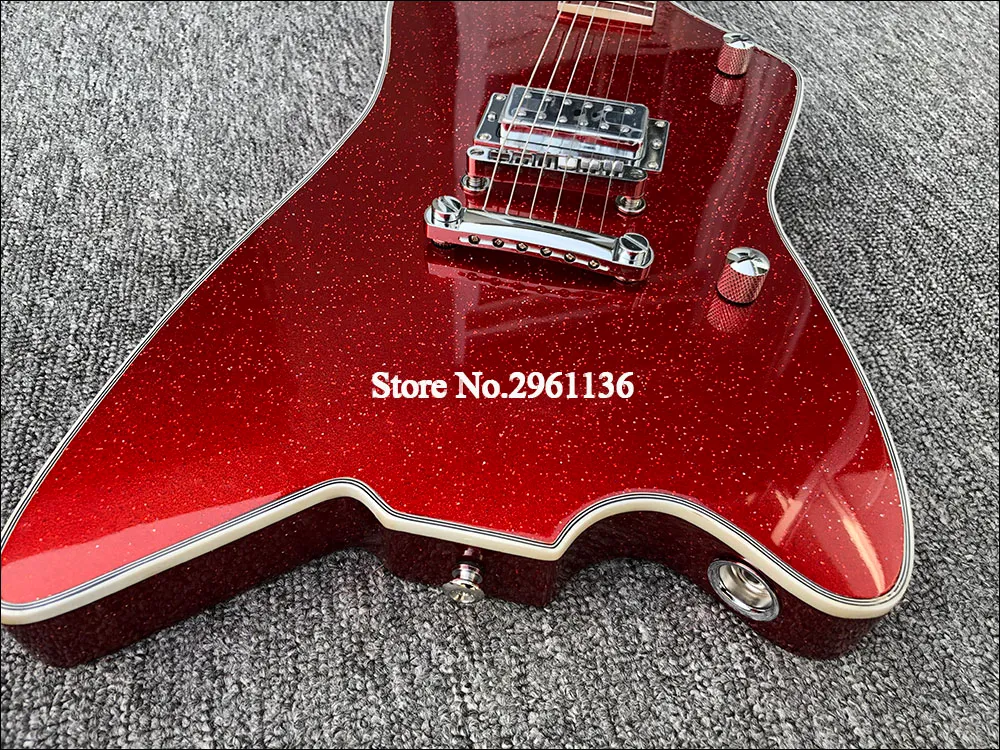 G6199 BILLY BO JUPITER Big Sparkle Métallique Red Thunderbird Guitare électrique Métallique Touche rouge métallique, Pickup coréen, Jacks d'entrée rond