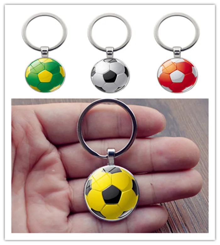 Portachiavi calcio Portachiavi pallone da calcio Portachiavi Time Gem Stone Accessori manuali creativi per auto Portachiavi in lega a 9 colori