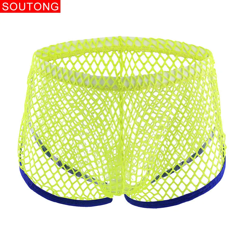 Soutong Sexy Men Mesh Transparent Boxer Gay Breathable Boxers Shorts Comfy Underwear Ropa Interior Hombre St63 C19042101