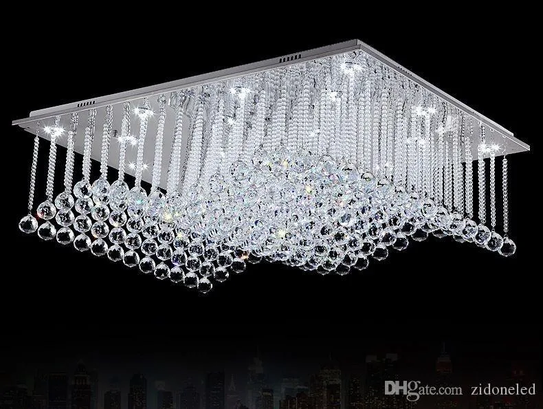 Contemporary Crystal Ceiling Lamp With Rectangle Wave Design