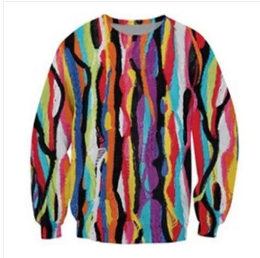 جديد الموضة النسائية / رجل قوس قزح مضحك 3d طباعة crewneck البلوز البلوز النساء / الرجال الأزياء والملابس AABB021