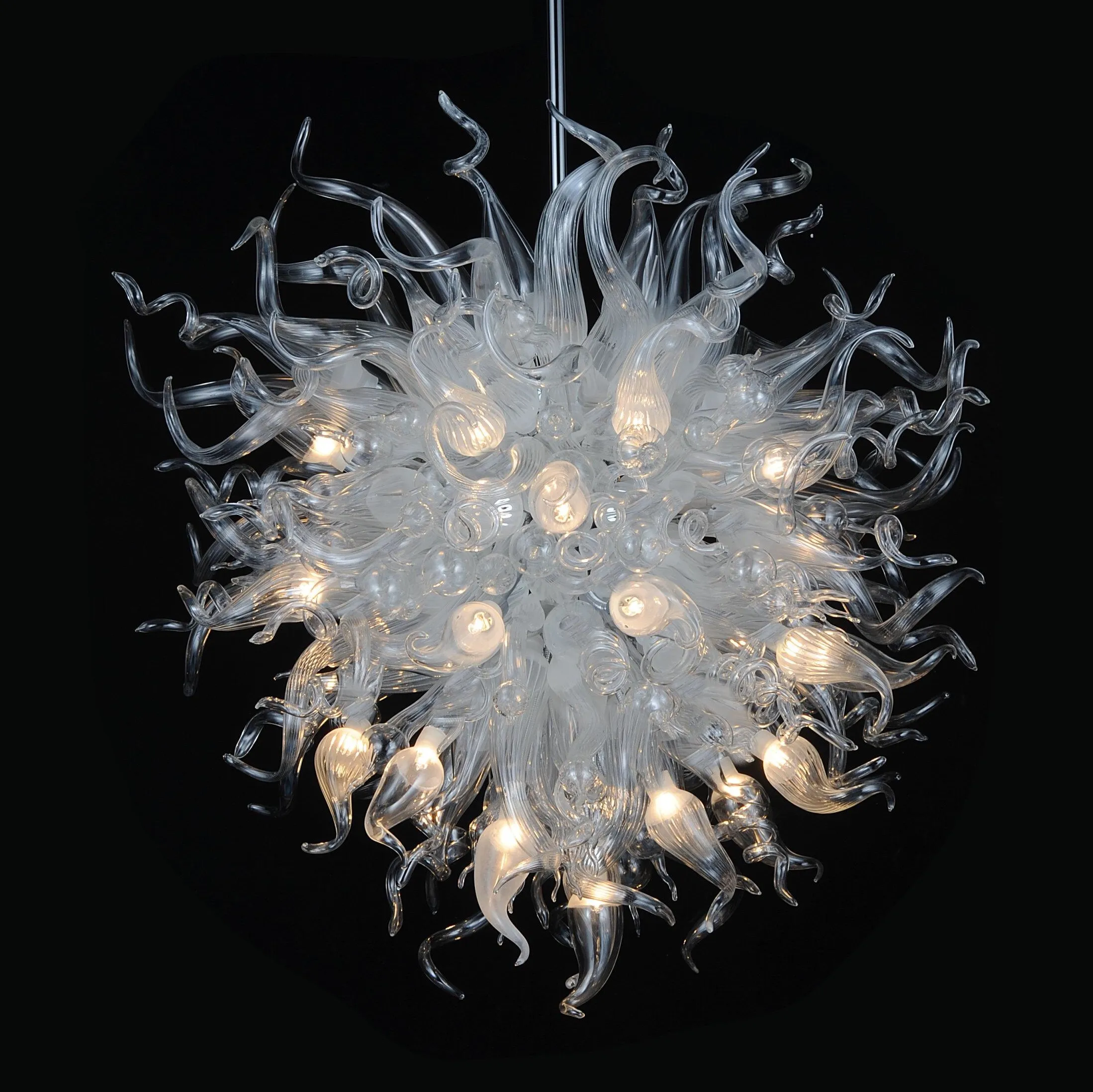 Lampes suspendues 100% soufflé à la bouche en verre de Murano borosilicaté lustres d'art pendentif-lumière lustre en verre clair boule d'éclairage intérieur