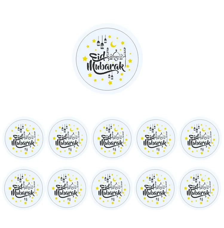 LAPHIL Eid Mubarak Decoration Paper Sticker Lable Seal 4cm Gift Sticker Islamic Muslim Mubarak Decoration Ramadan Supplies