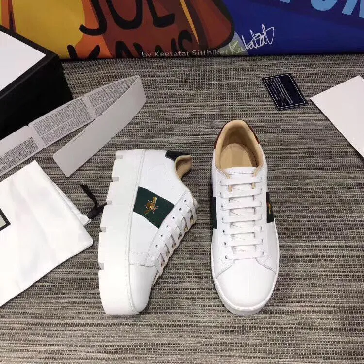 G chaussures bas hommes décontracté abeille motif épais baskets à lacets couleur blanche baskets meilleure vente cadeau de noël N9ST