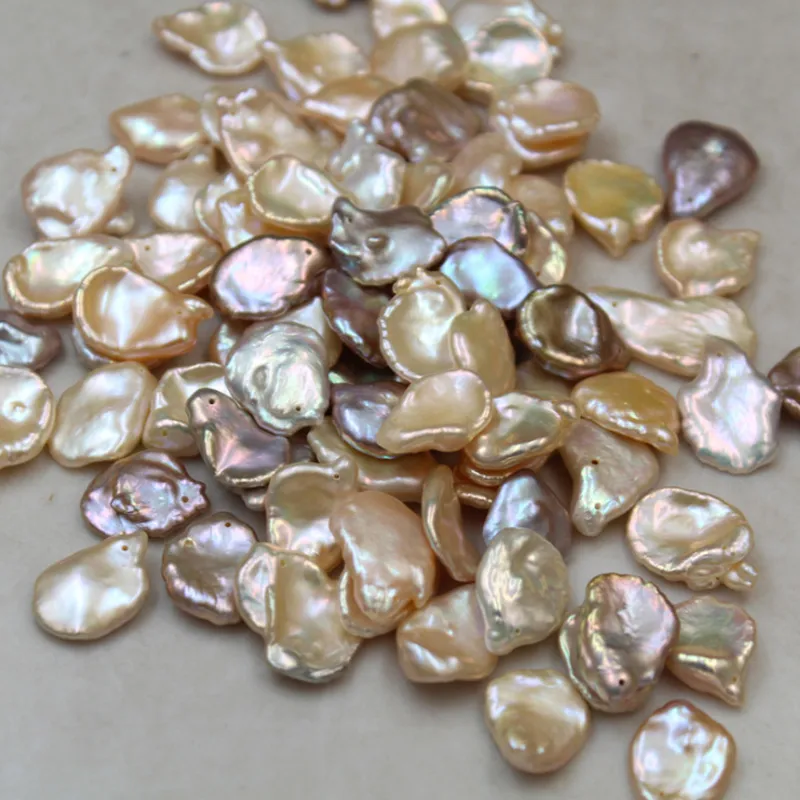 Gratis frakt 13 * 18mm Partihandel Multicolor Keshi Biwa Barock Reborn Keshi Pearl Chips Natural Pearl Beads Loose Pearl Pärlor för Armband
