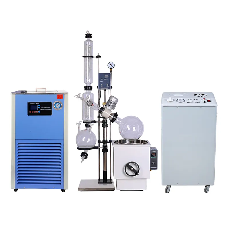 Material de laboratório Re1002 10L destilador de óleo essencial definido com vários evaporadores. Combinação clássica que suporta resfriador e bomba de vácuo.