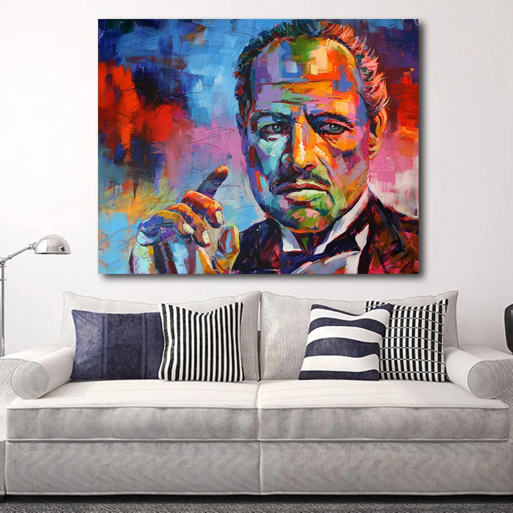 HDARTISAN Figurmålning Färgrik Godfather Modern Canvas Art Wall Pictures for Living Room Home Decor Print T191202