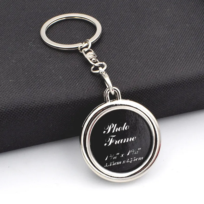 100st 6styles fotoram runda hjärta äpple oval rhombus form metall legering keychain nyckelkedja nyckelring bil nyckelringar par keyring gåva