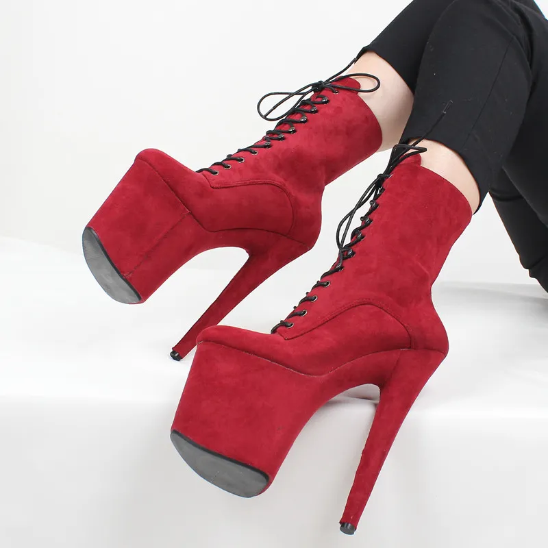 2019 New Design Sexy Extreme Heel Shoes Erotic Lap Dancing Ankle Boots Women Lace Up Shoes Platporm Party Boots 36-43