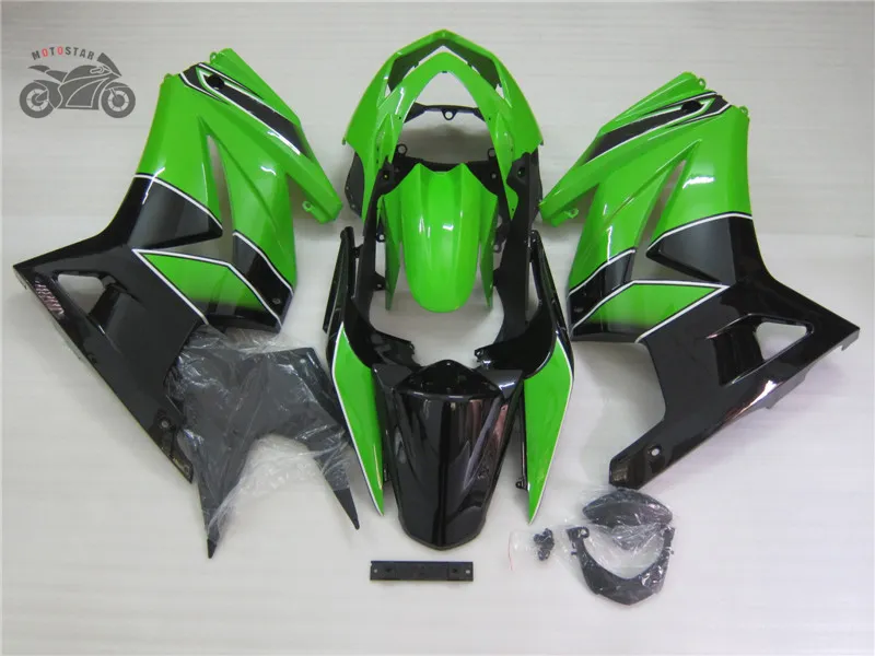 川崎忍者250R 08 09 10 11 14 ZX250R 2008-2014緑色の黒ボディ修理フェアリングキット