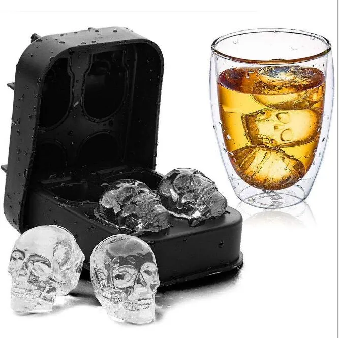 3D Czaszka Silikonowa Formy Kostek Ice Cube Maker Czekoladowy Mold Taca Lody DIY Narzędzie Whisky Wine Koktajl Koktajl Ice Cube Bestsellery GD342