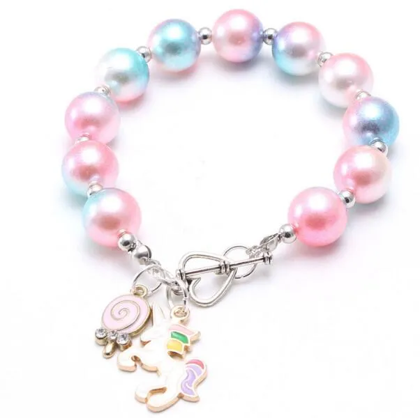 Colorful Love Heart Rainbow Charms Bracelet For Girls 12 Styles Of