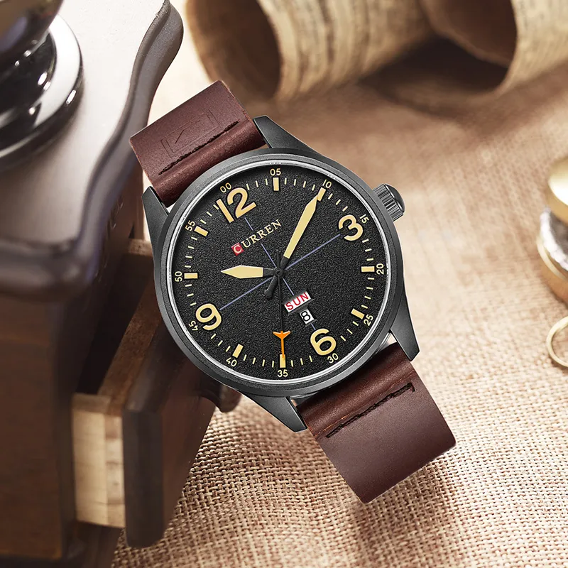 CURREN marque de luxe décontracté militaire montre à Quartz hommes montre-bracelet en cuir bracelet calendrier erkek kol saati Relogio Masculino2895