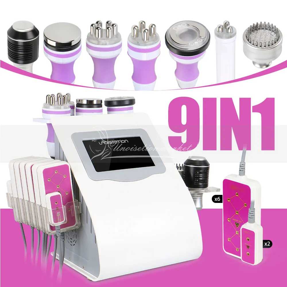 9 i 1 Unoisetion Cavitation 40K Cellilute Slimming Cold Photon Micro Aktuell LED Laser 5MW Beauty Machine