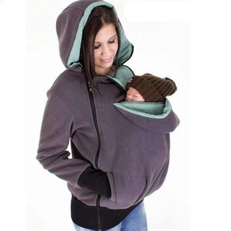 Sweat à capuche de maternité Vêtements d'allaitement Hiver 3 en 1 Manteaux  de portage Maternité Grossesse Vêtements de kangourou multifonctionnels