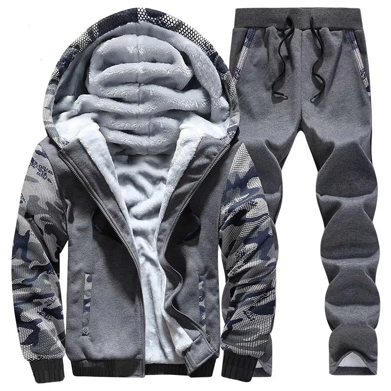 Oloey inverno esporte terno de veludo quente homens casuais sportwear sets espessamento ternos de pista de moletom moletom conjunto de tracksuit do suor plus size