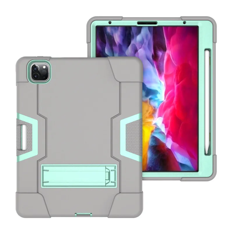 För iPad Pro 11 tums Designer Luxury Case Defender Militär Extreme Heavy Duty Waterproof Silicon Armour Tablet PC Robot Bracket Skyddskal