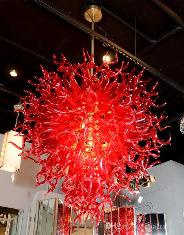 CE UL 붕규산 무라노 유리 데일 치 훌리 (Dale Chihuly) 예술 광택 레드 유리 빛 침실 크리스탈 샹들리에 풍선 100 % 입