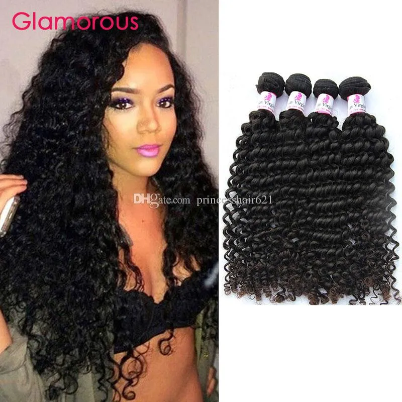 Glamorösa malaysiska hårväv 4st 8-34inches Naturfärg Djupvåghår Vävning God kvalitet Brasilianskt Peruanskt Indiskt Virgin Human Hair