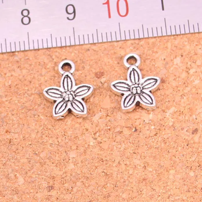 280 pièces breloques fleur Antique argent plaqué pendentifs faisant bricolage à la main tibétain argent bijoux 11*11mm