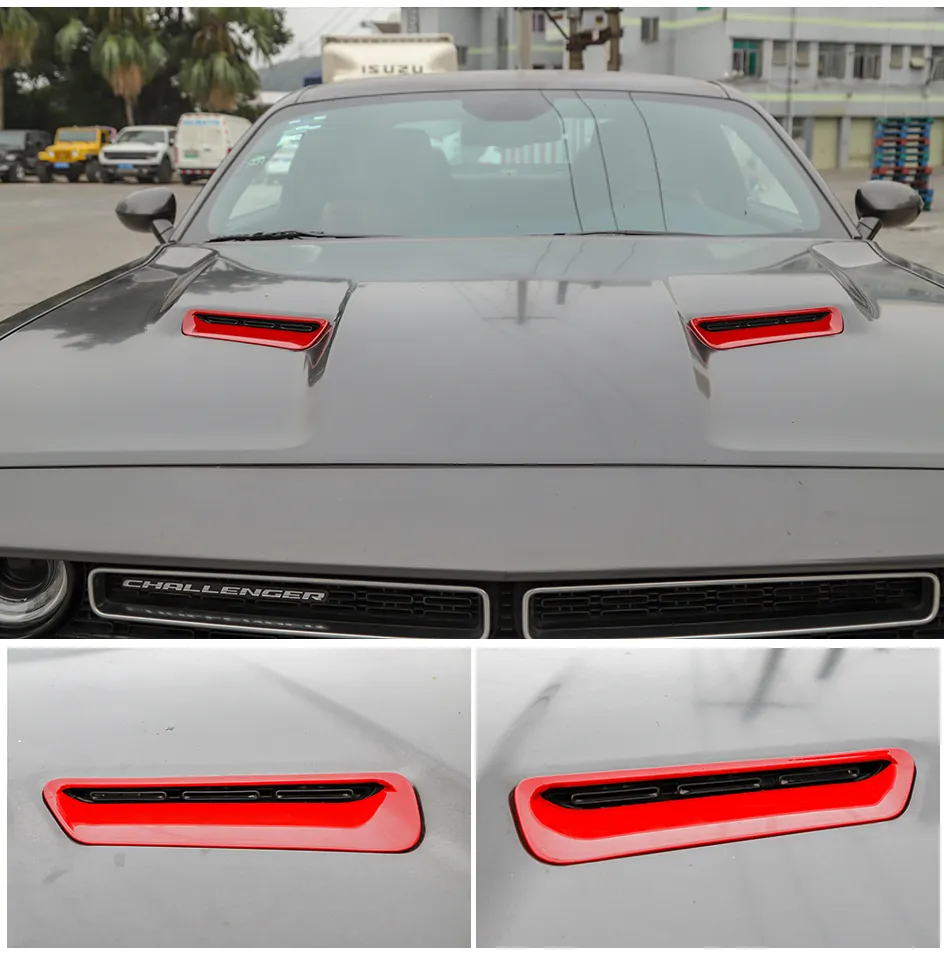 Auto Motorkap Vent Outlet Trim Cover voor Dodge Challenger Auto Exterieur Accessoires219E