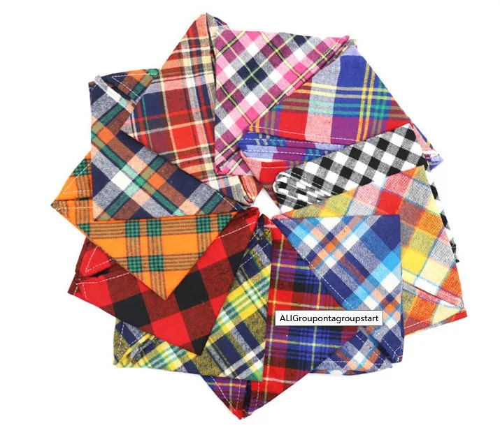 Pies Trójkąt Bandanas Regulowany Pet Dog Cat Neck Scarf Krawat Bowtie Necktie Bandana Collar Neckerchief Dog Akcesoria Plaid Szalik Mix Kolory