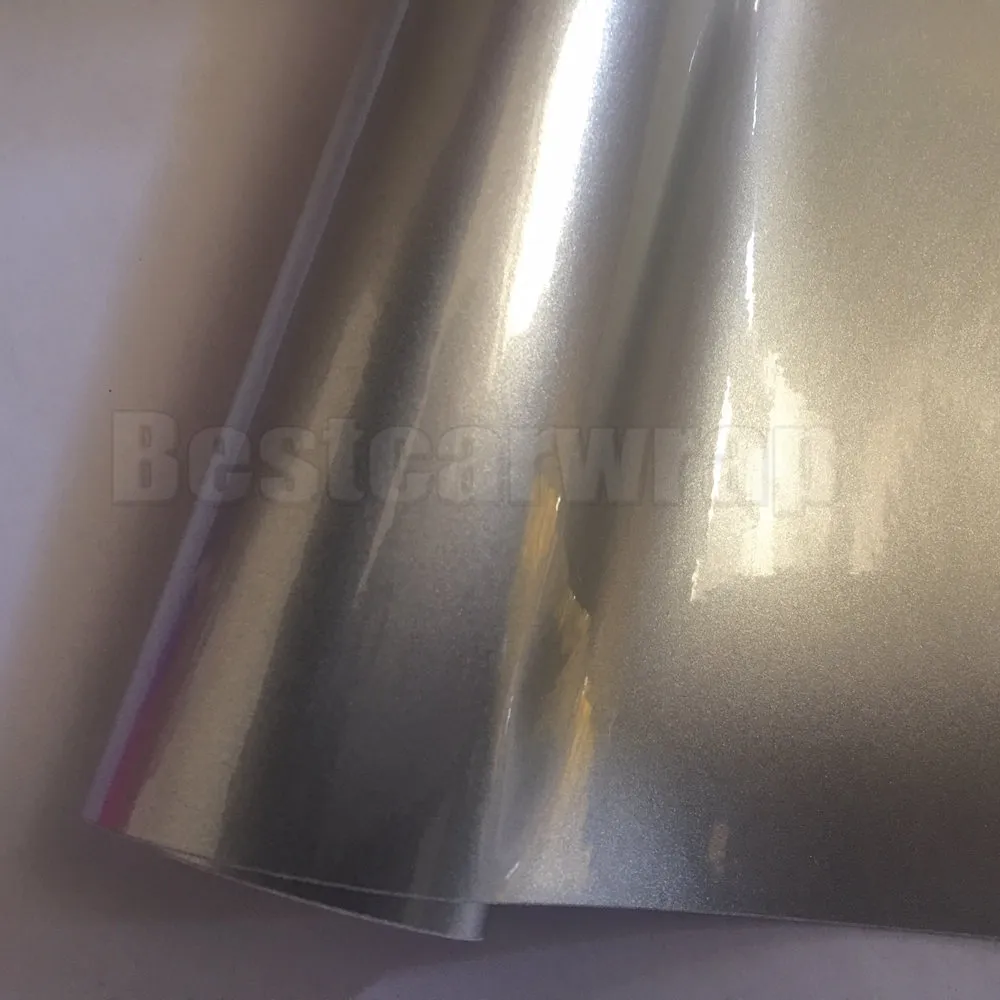 Gloss Candy Metallic Vehicle Wrap Silver Auto Film With Air