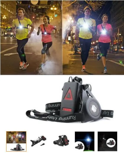 150lm XPE Outdoor Sport Running Lights Q5 LED Noche Running Flashlight Luces de advertencia Carga USB Lámpara de pecho Luz blanca Antorcha