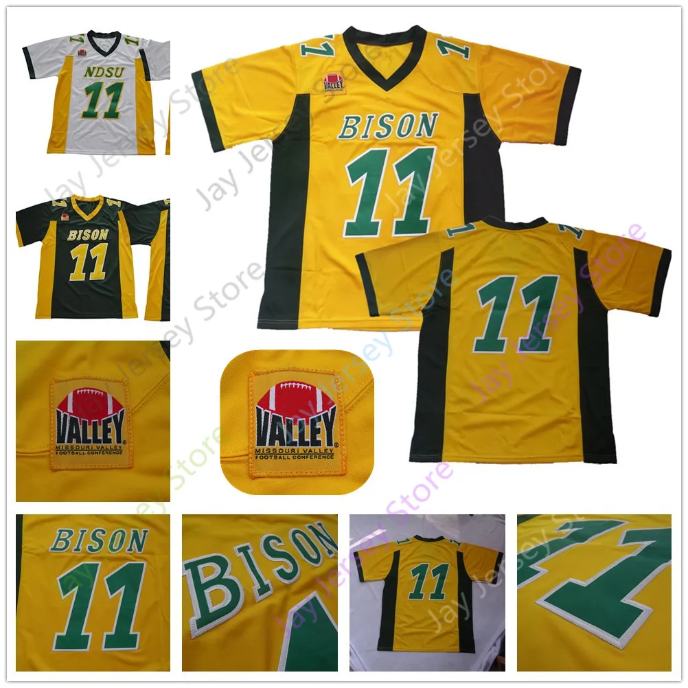 Carson Wentz College Jersey NCAA NDSU Bison Football Jerseys Home Away White Yellow Green Men size S-3XL