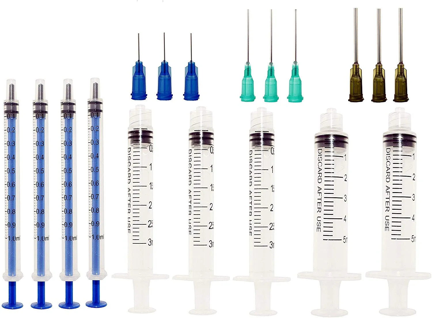 حقنة مع إبرة حادة تلميح 5ML 3ML 1ML المحاقن مع 14G 18G 22G إبر حادة مثالية لقياس السوائل حزمة من 9