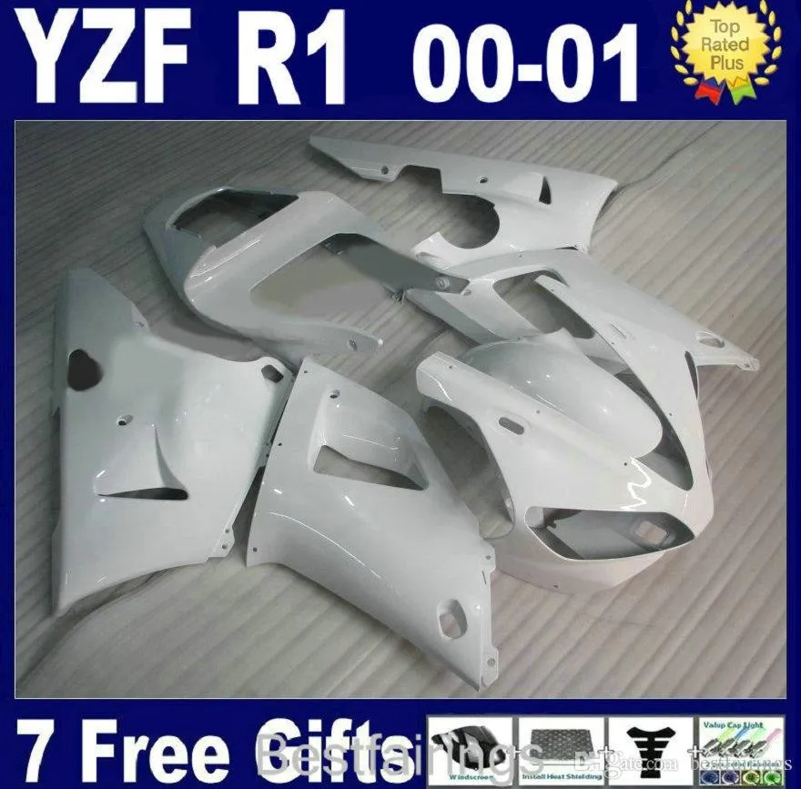 Kit carenatura ZXMOTOR 7gifts per carenature YAMAHA R1 2000 2001 bianco avorio YZF R1 00 01 HH46