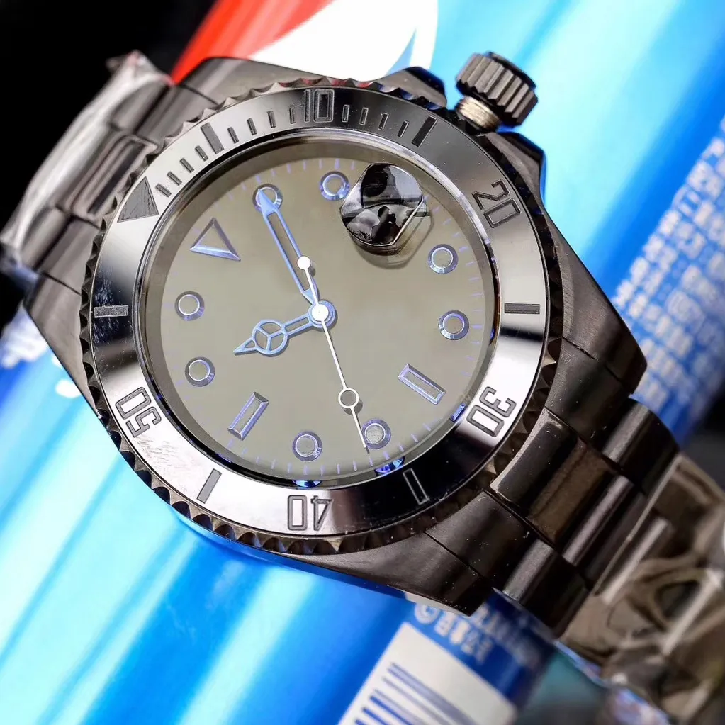 Top Luxo Men's Watch 116610 Movimento Automático 40mm Sapphire Dial All Black Aço Inoxidável Strap Moda Cavalheiro Relógios