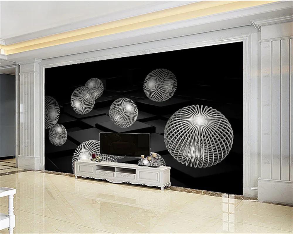 3D-Tapetenwand, Promotion, schwarzes Quadrat, goldenes Float, Stereo-Geometrie, Digitaldruck, HD, dekorative schöne Tapete