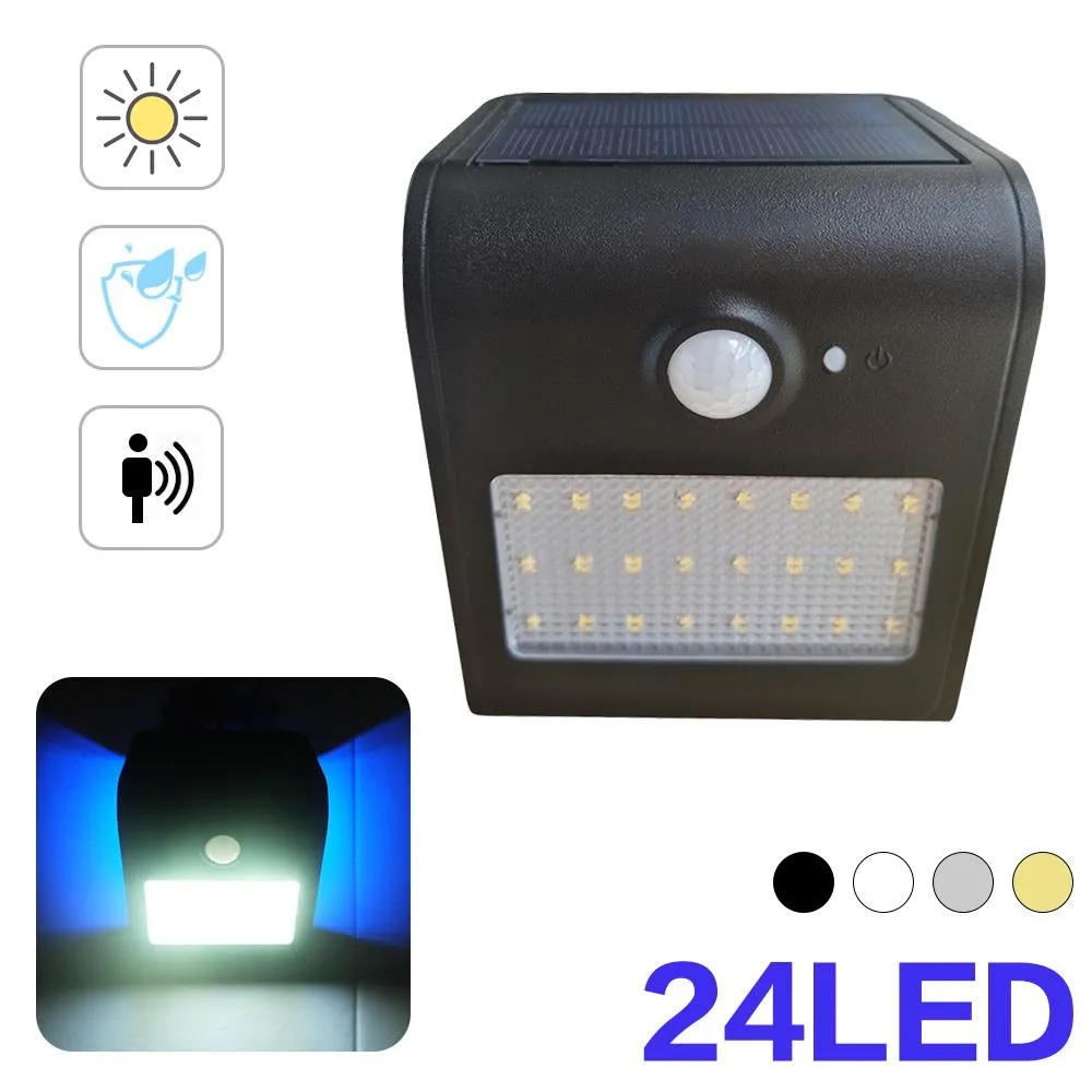 BRELONG esterna solare della luce della parete impermeabile IP65 24LED 7 Watt senza fili Corpo di Luce PIR sensore di movimento umano induzione Nero Bianco Argento Oro