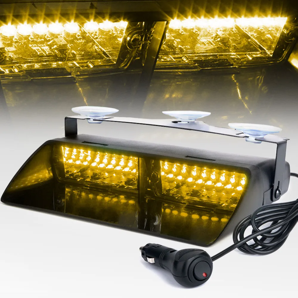 16 LEDs 18 Flashing Modes 12V Car Truck Emergency Flasher Dash Strobe Warning Light Day Running Flash Led Police Lights