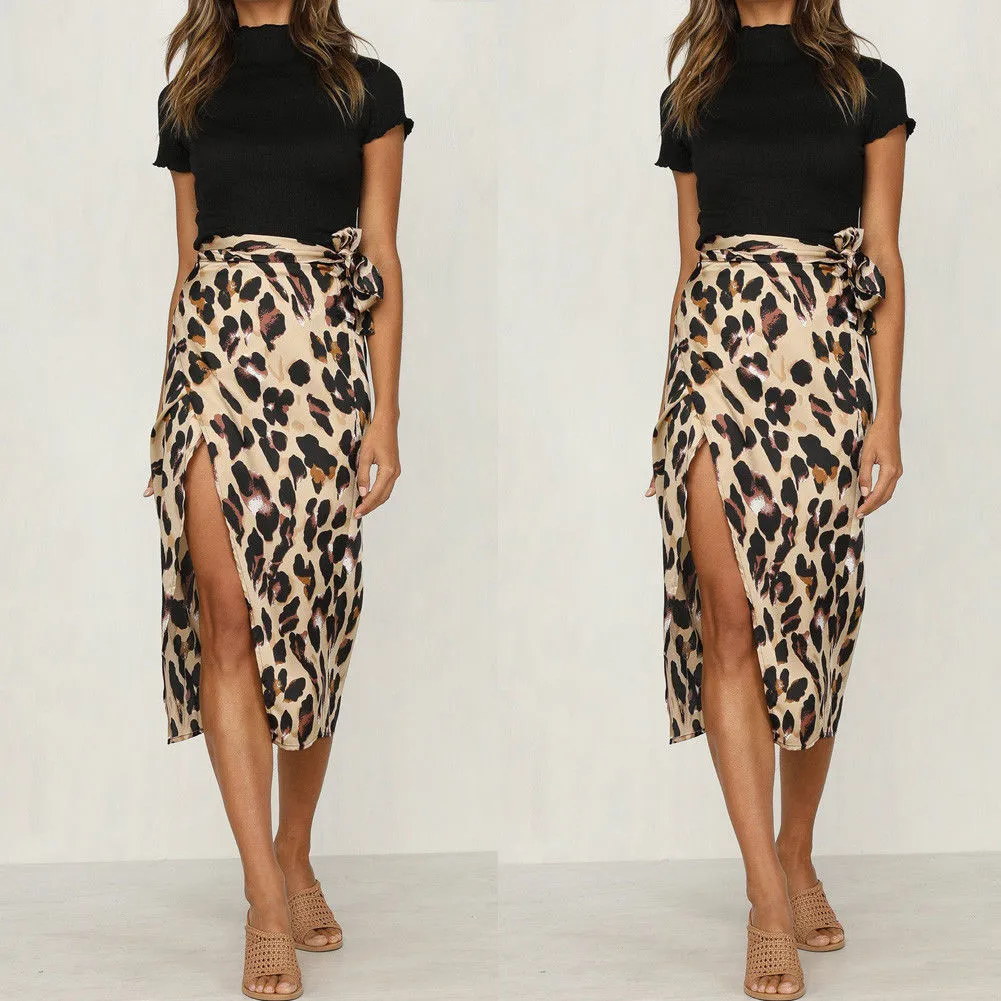 2019 New Fashionable Women Summer Leopard Print Skirt Ladies Sexy And Charming High Waist Polyester Skirt
