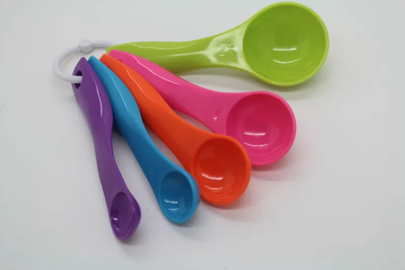 5pcs/set Plastic Measure Spoons Colorful Measuring Spoons Sugar Cake Baking Spoon Kitchen Tools