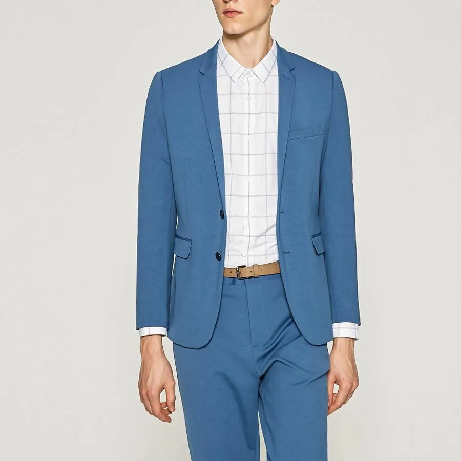 Мода Sky Blue Groom смокинги Отличный нота для ума Отвораживает жениха Свадебная куртка Blazer Мужчины Формальный выпускной / ужин (куртка + брюки + галстук) 1205