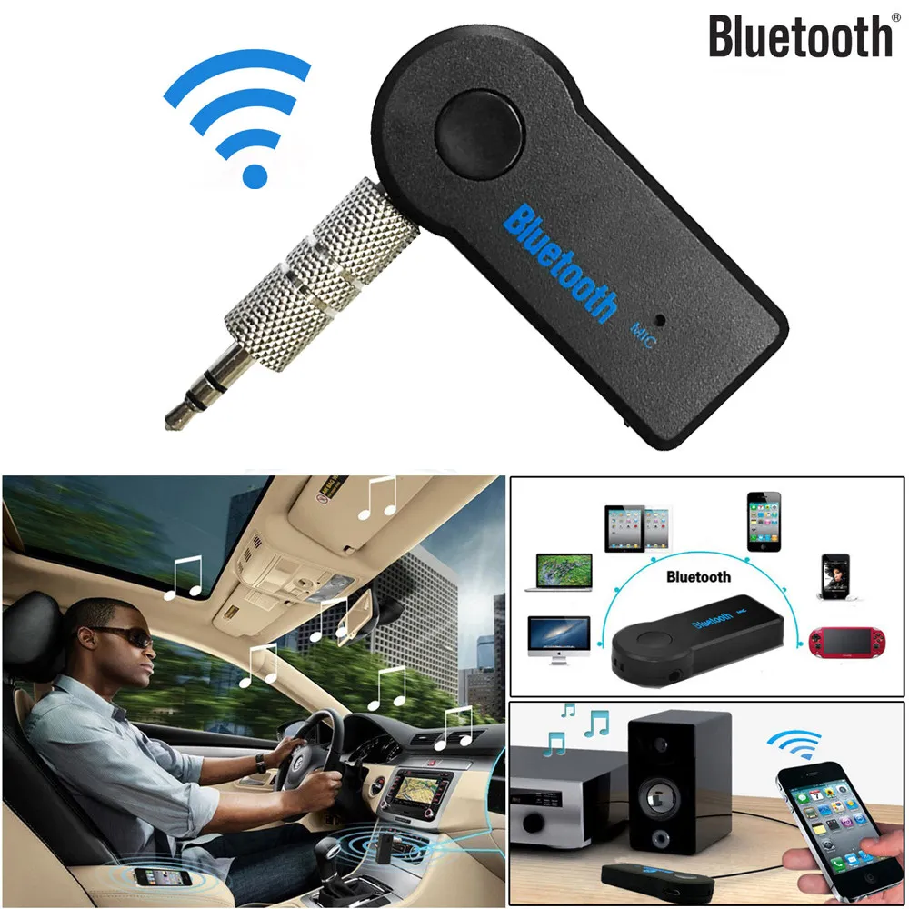 Universal 3,5 mm Bluetooth Car Kit A2DP Transmissor FM sem fio AUX Áudio Música Receptor Adaptador Handsfree com microfone para telefone MP3 Caixa de varejo