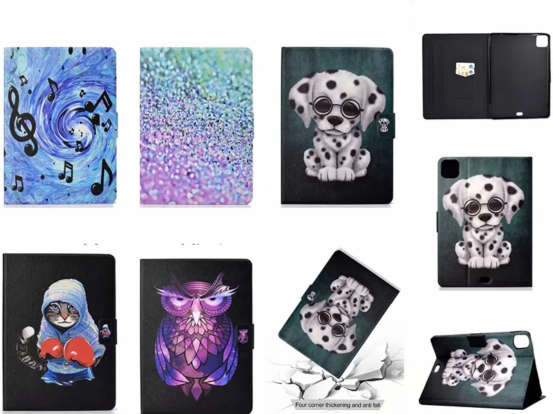 15 Designs Leather Sand Love Tower Owl Panda Dog Cat Wallet Flip Cover Pouch Väska till iPad Pro 11 2020 10.2 10.5 2/3/4 Mini 12345 AIR 2 5/6