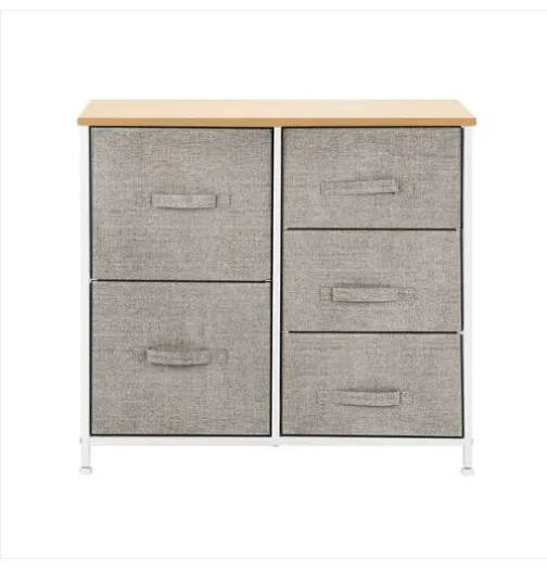 Linho / Natural Dresser Organizador Com 5 Gavetas Tecido Dresser Torre Para Quarto