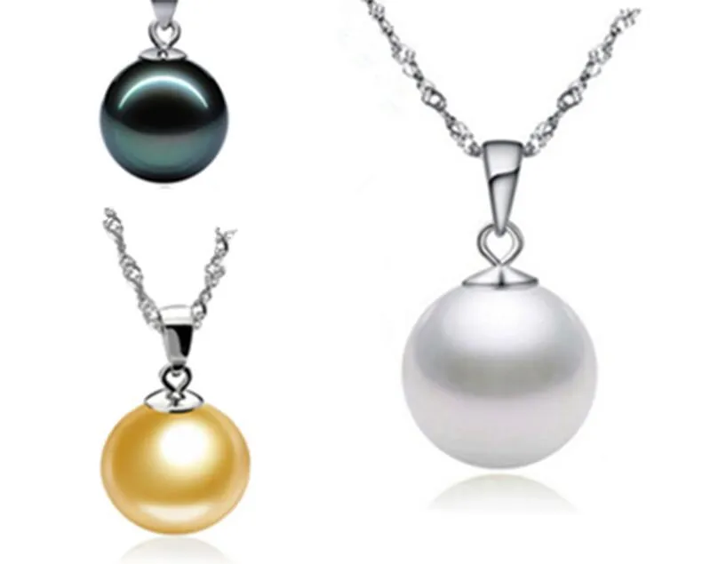 925 Sterling Silver Hängsmycke Halsband Freshwater Pearl Pendant Halsband Långkedja Halsband Smycken Bröllop Kvinna Fina Smycken