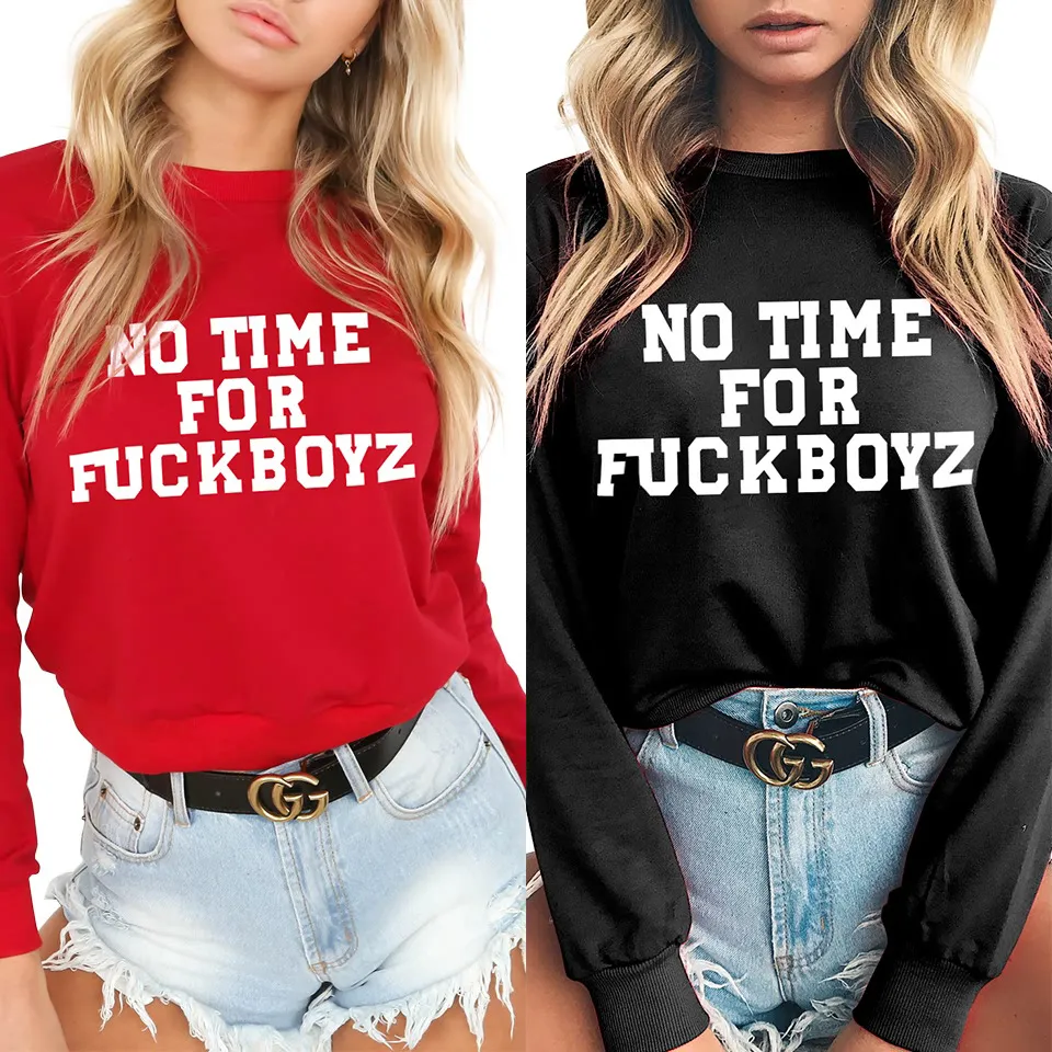 Kadınlar Uzun Kollu Gömlek o boyun mektubu kazak hoodie Rahat sonbahar Tops T-Shirt Seksi Tees Moda Bluzlar Blusas Giyim Tee LJJA3097