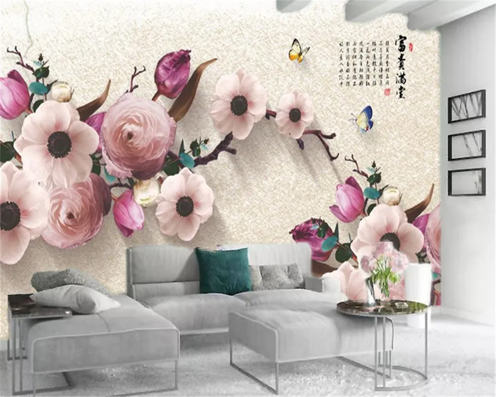 Custom Any Size 3d Wallpapers Beautiful Delicate Flowers Romantic and Beautiful Interior Decoration Silk Mural Wallpaper