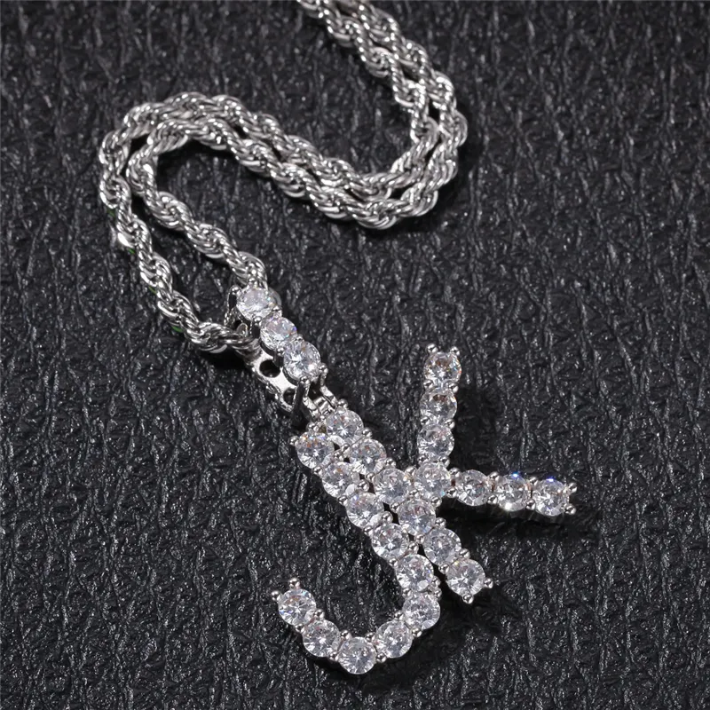 Moda unisex Hip Hop Iced Out Nome personalizzato Lettera Collane con pendente Zircone Alfabeto Pendenti Collana Gioielli Hiphop Uomo Donna Regalo caldo