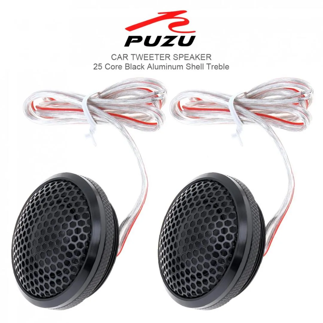 2 Uds 120W Negro Aluminio Coche Tweeter Altavoz Transparente