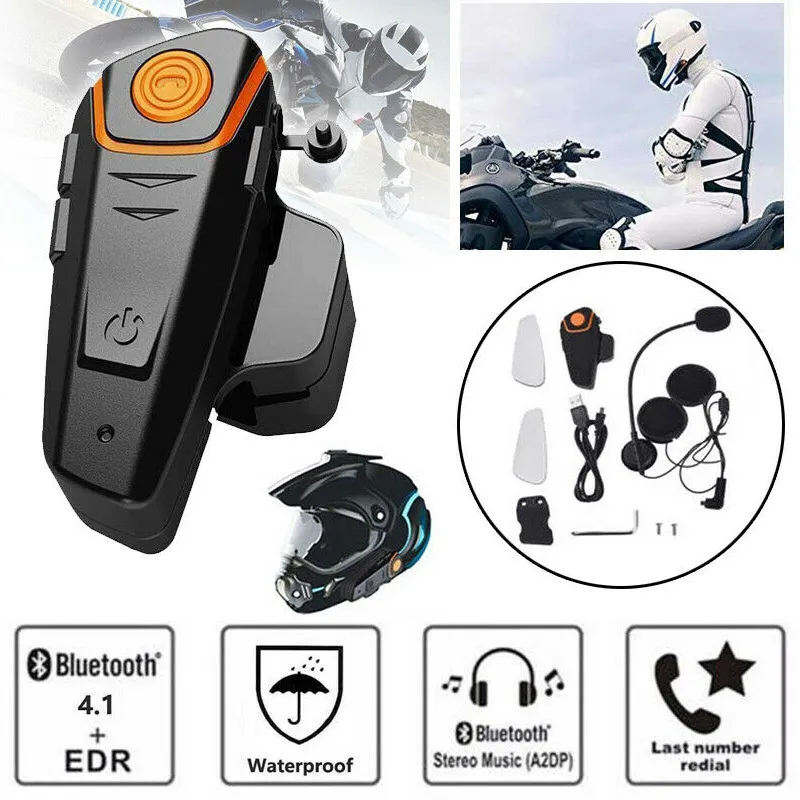 Moto BT-S2 Pro Auricolari Moto Interfono Casco Auricolare Senza Fili  Bluetooth Interfono Impermeabile 1000 M Intercomunicador Moto FM S2